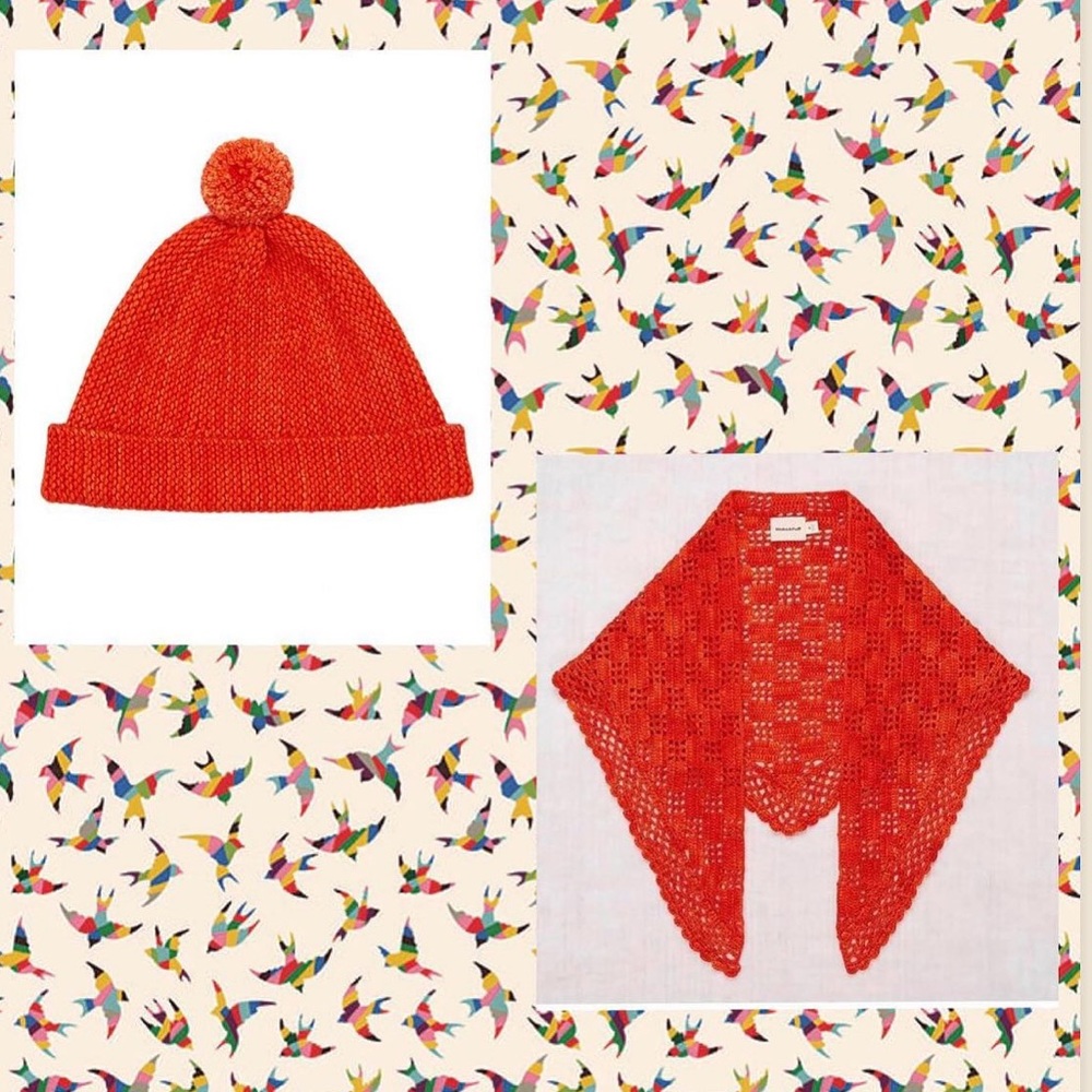 ISO Misha and Puff Hot Red Women’s Wool Garter Hat and Crochet Shawl 🙏🏽 (2019)